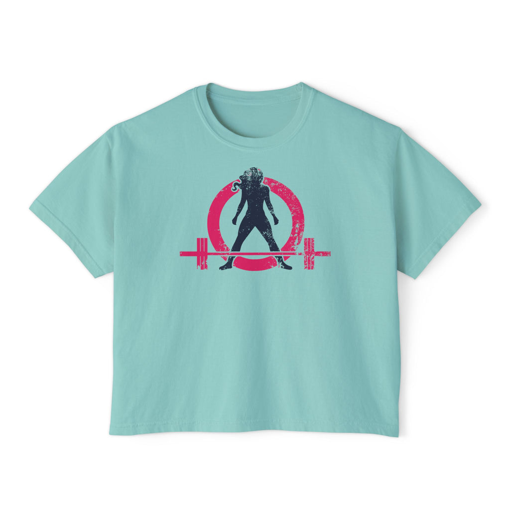 Women's Boxy Tee - Color Distressed Logo Front Plain Back