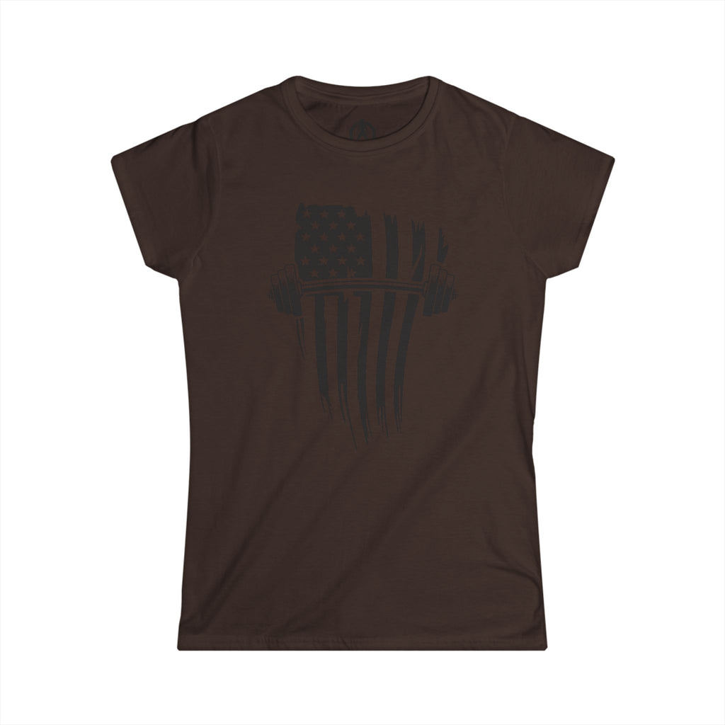 USA Barbell - Women's Softstyle Tee - Black Front Logo