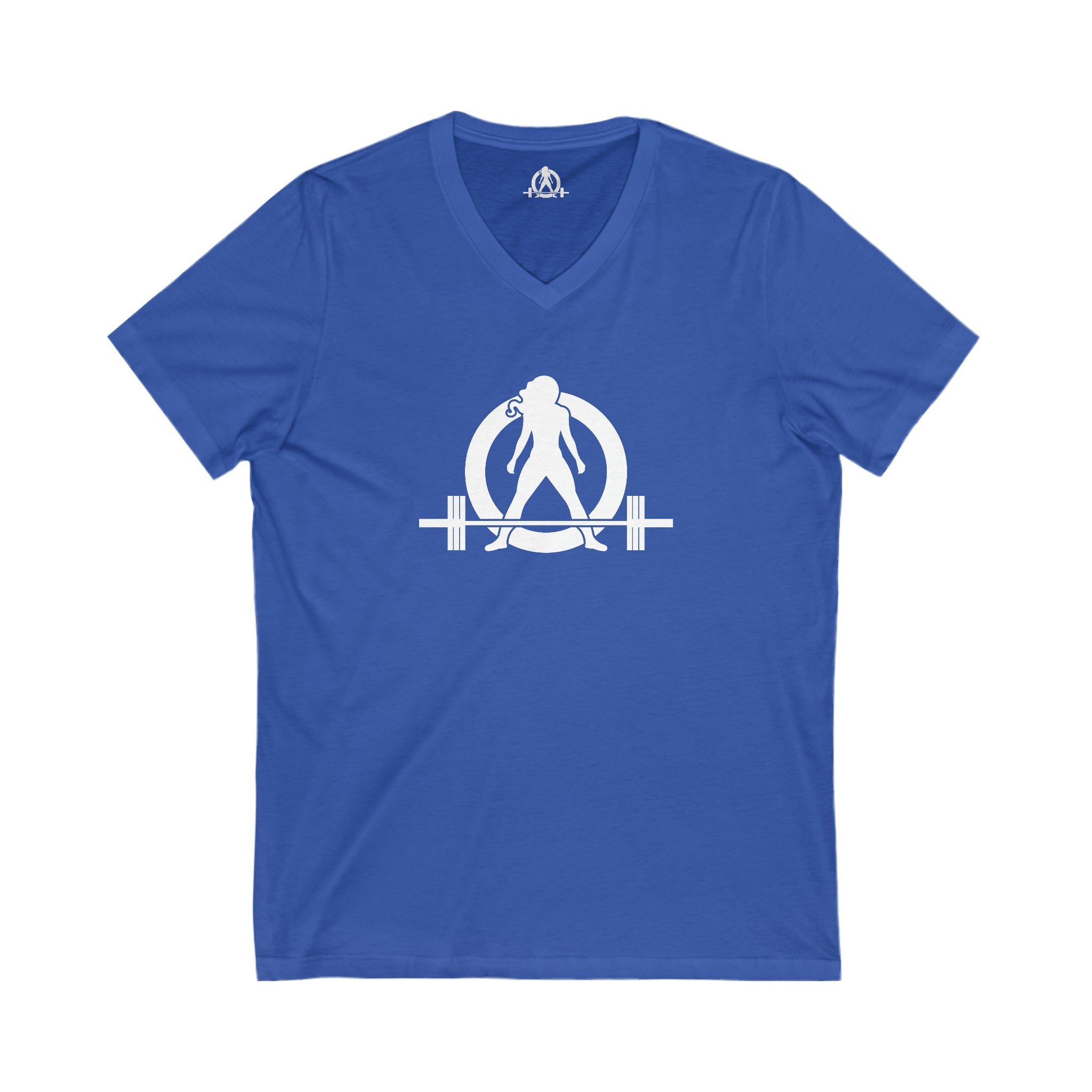 Goal Weight Strong AF - Unisex Jersey Short Sleeve V-Neck Tee - Front & Back White Print