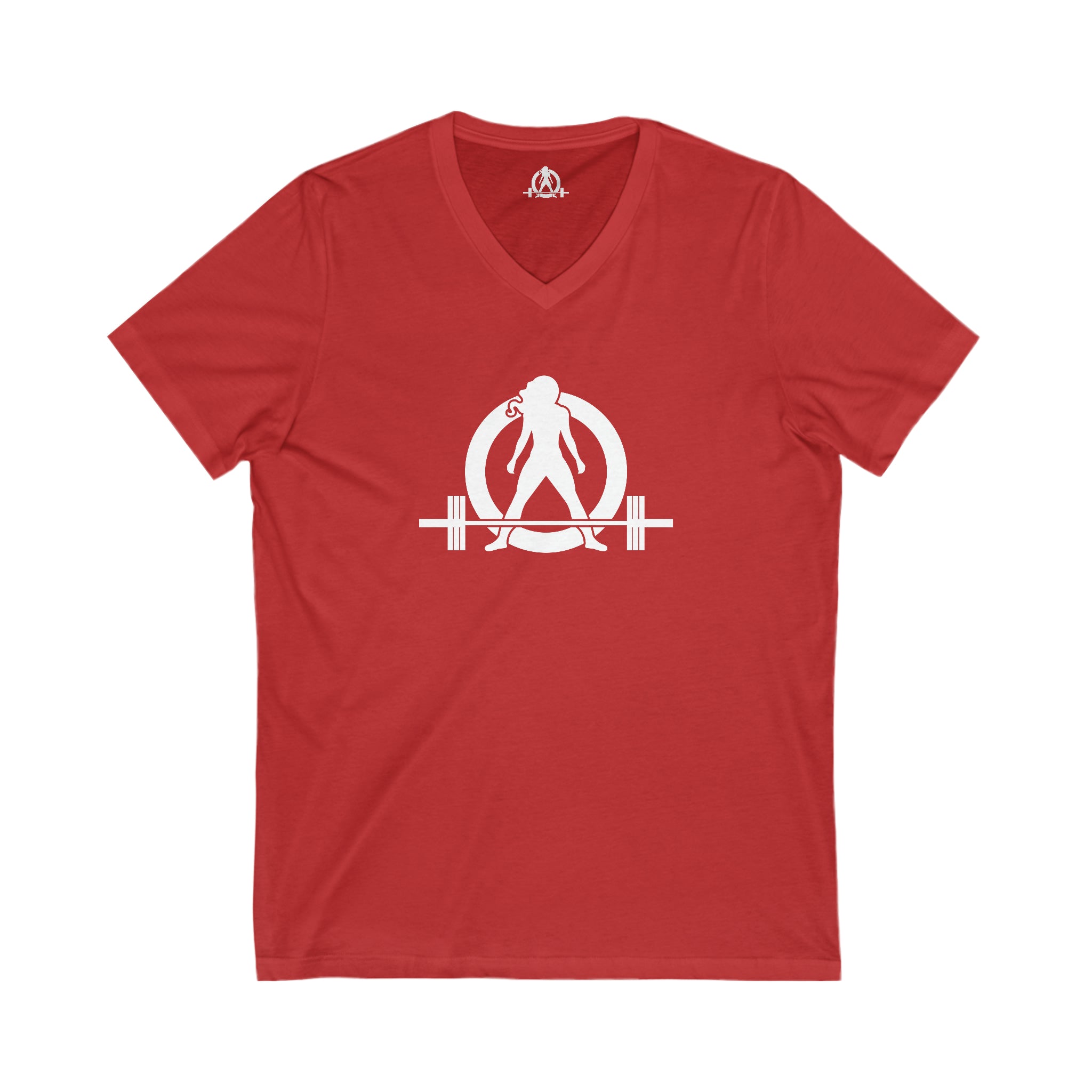Goal Weight Strong AF - Unisex Jersey Short Sleeve V-Neck Tee - Front & Back White Print