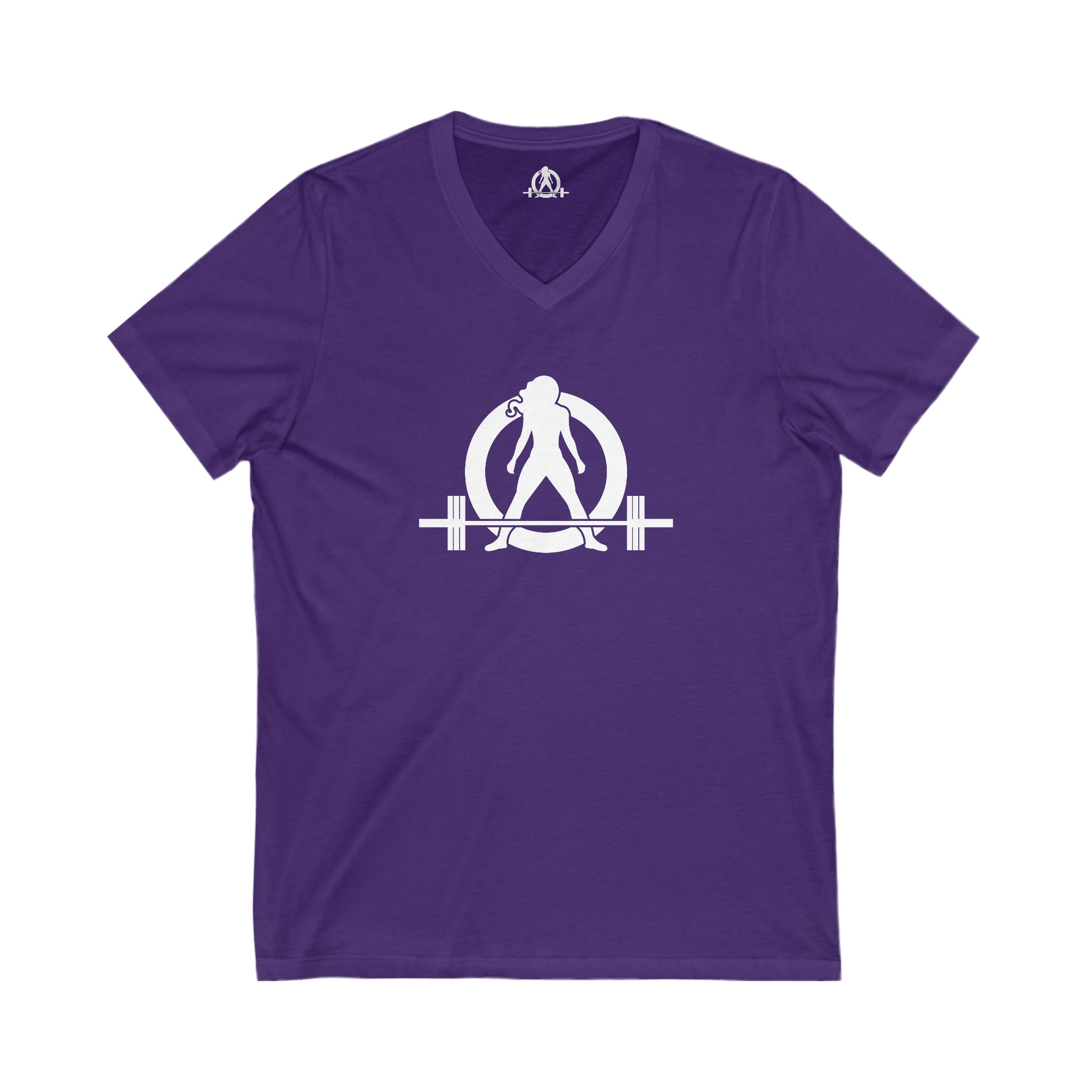 Goal Weight Strong AF - Unisex Jersey Short Sleeve V-Neck Tee - Front & Back White Print