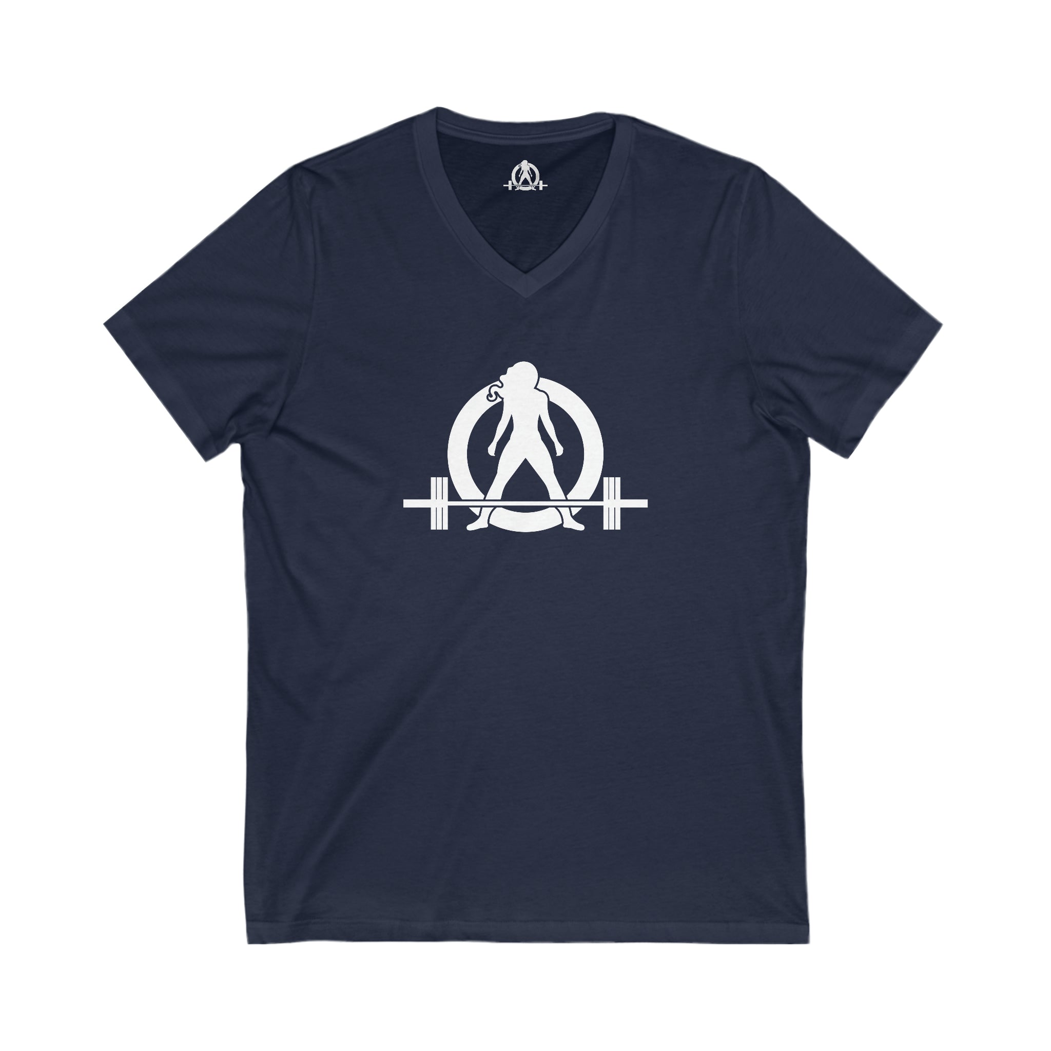 Goal Weight Strong AF - Unisex Jersey Short Sleeve V-Neck Tee - Front & Back White Print