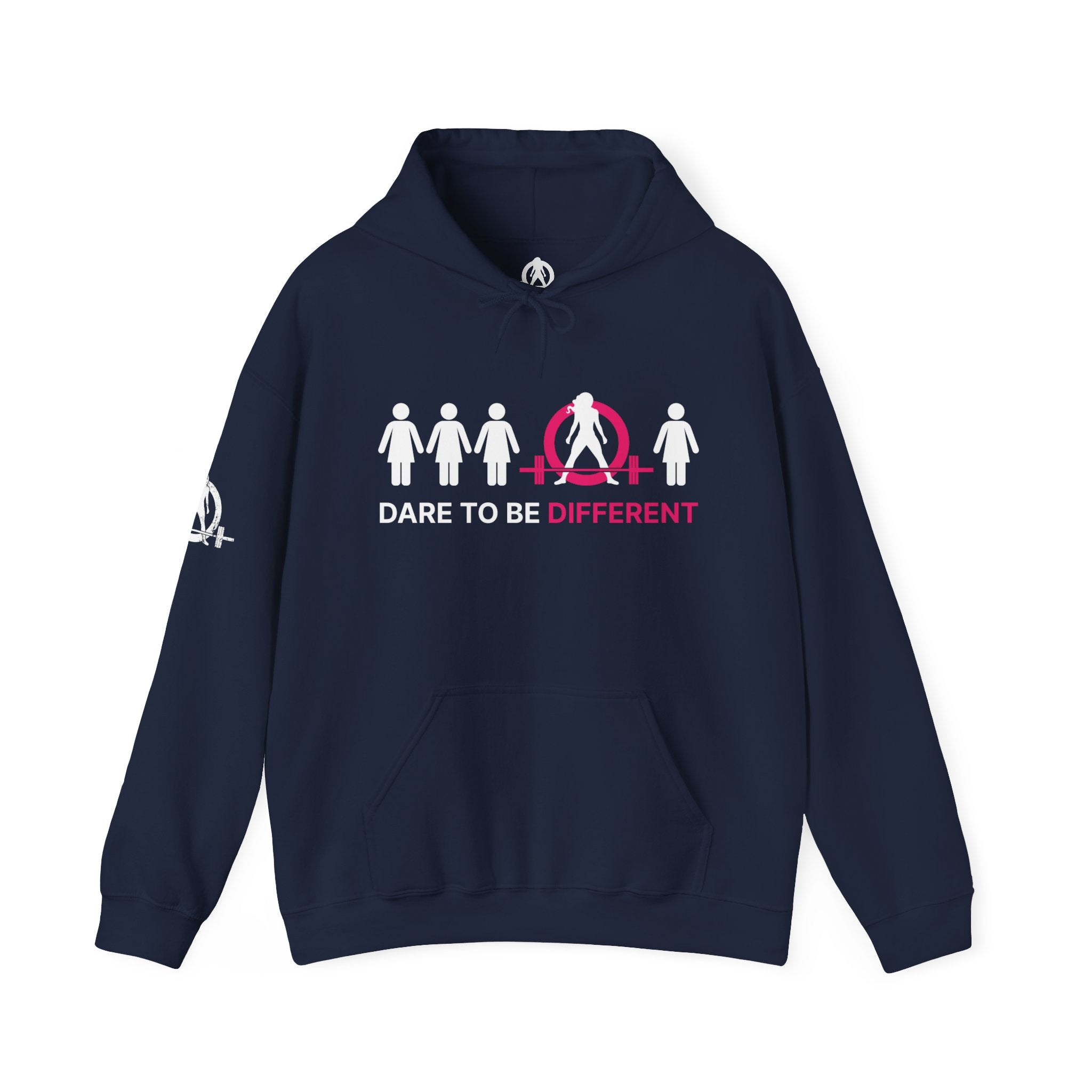 Dare To Be Different - Deadlift - Unisex Heavy Blend Hooded Sweatshirt - White Print on Front