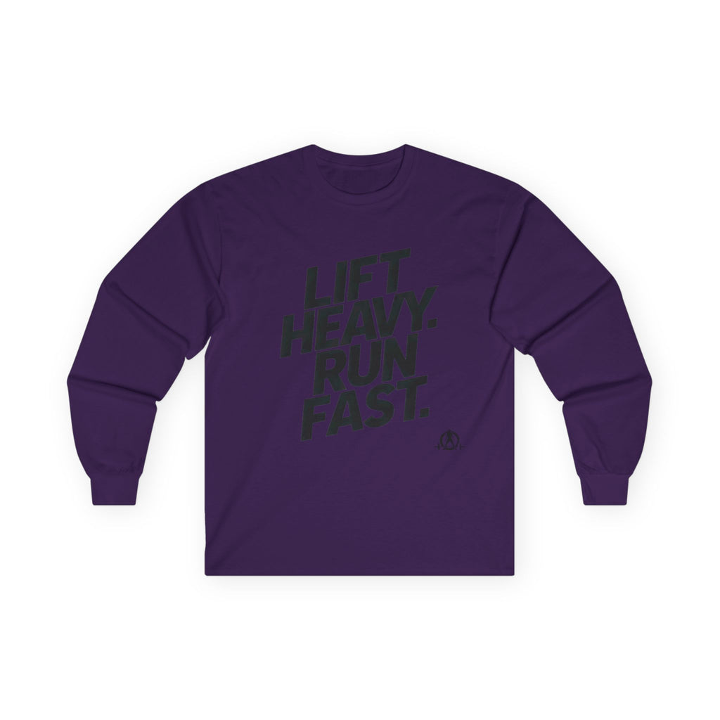 Lift Heavy Run Fast - Ultra Cotton Long Sleeve Tee - Black Logo Front