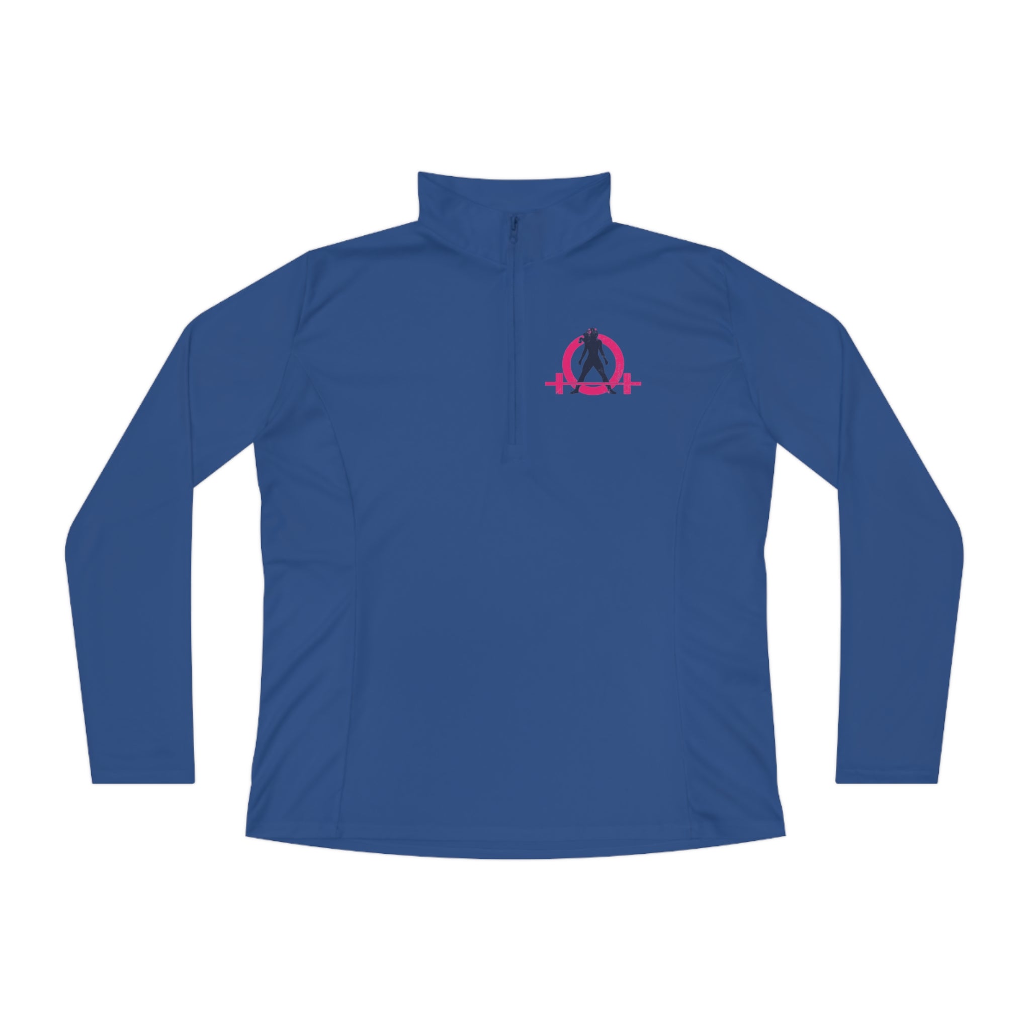 Ladies Quarter-Zip Pullover - White Distressed Logo