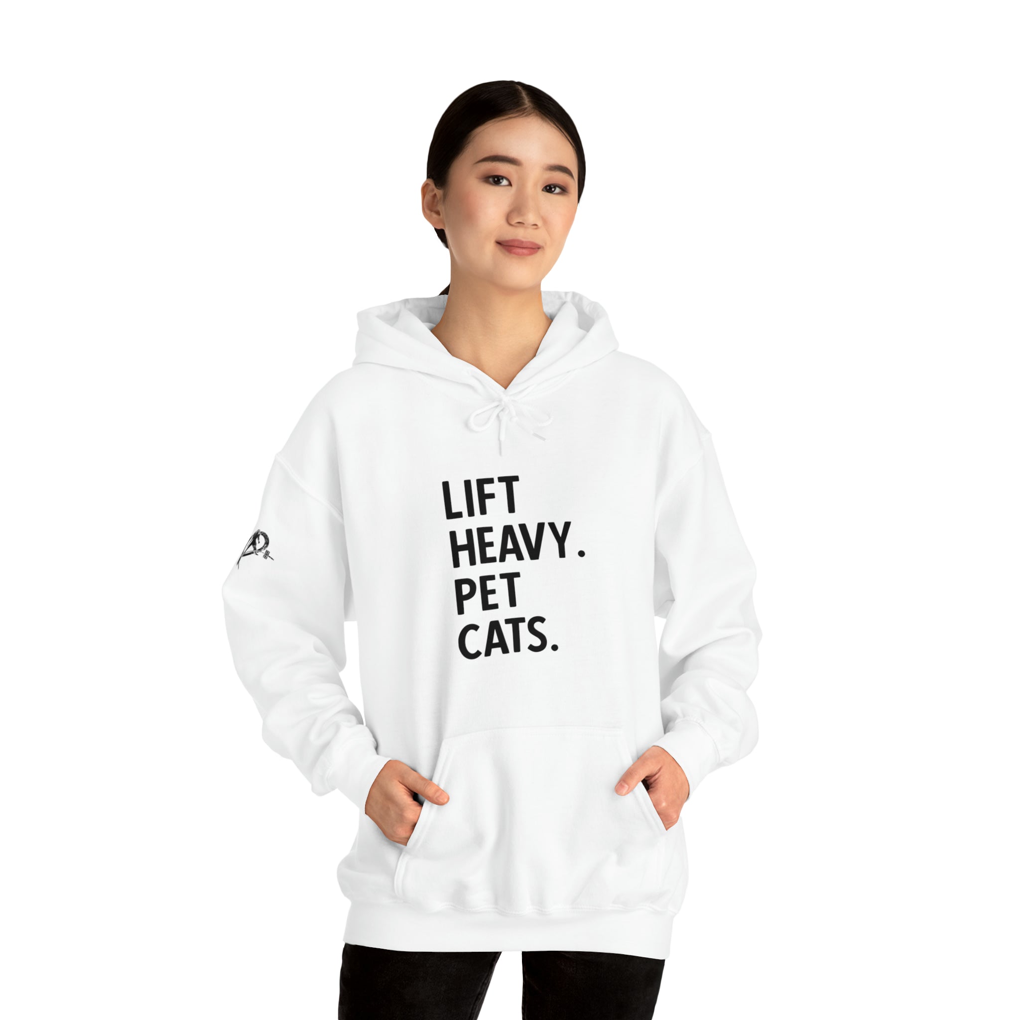 Lift Heavy Pet Cats - Unisex Heavy Blend Hooded Sweatshirt - Black Logo