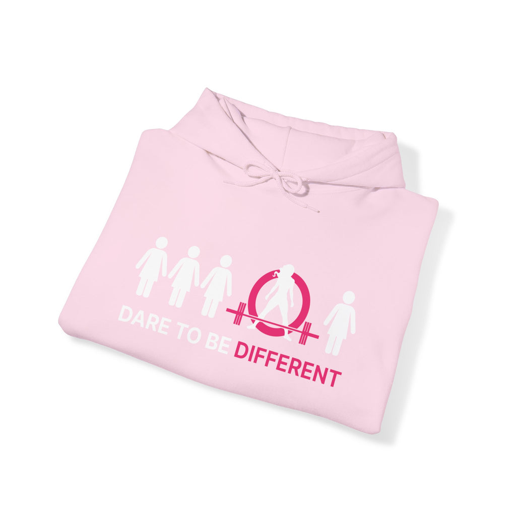 Dare To Be Different - Deadlift - Unisex Heavy Blend Hooded Sweatshirt - White Print on Front