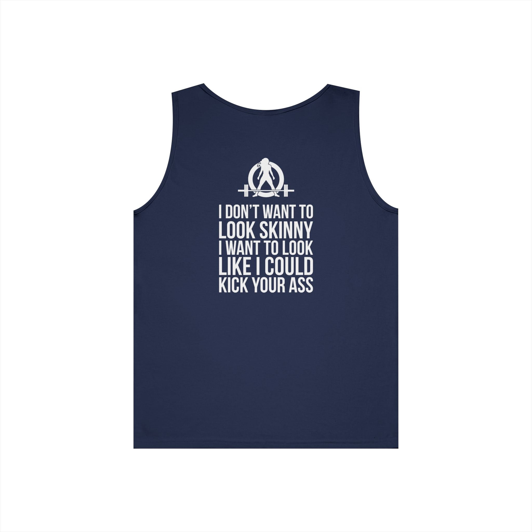 Unisex Heavy Cotton Tank Top -  White Logo - Kick Your Ass