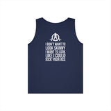 Unisex Heavy Cotton Tank Top -  White Logo - Kick Your Ass