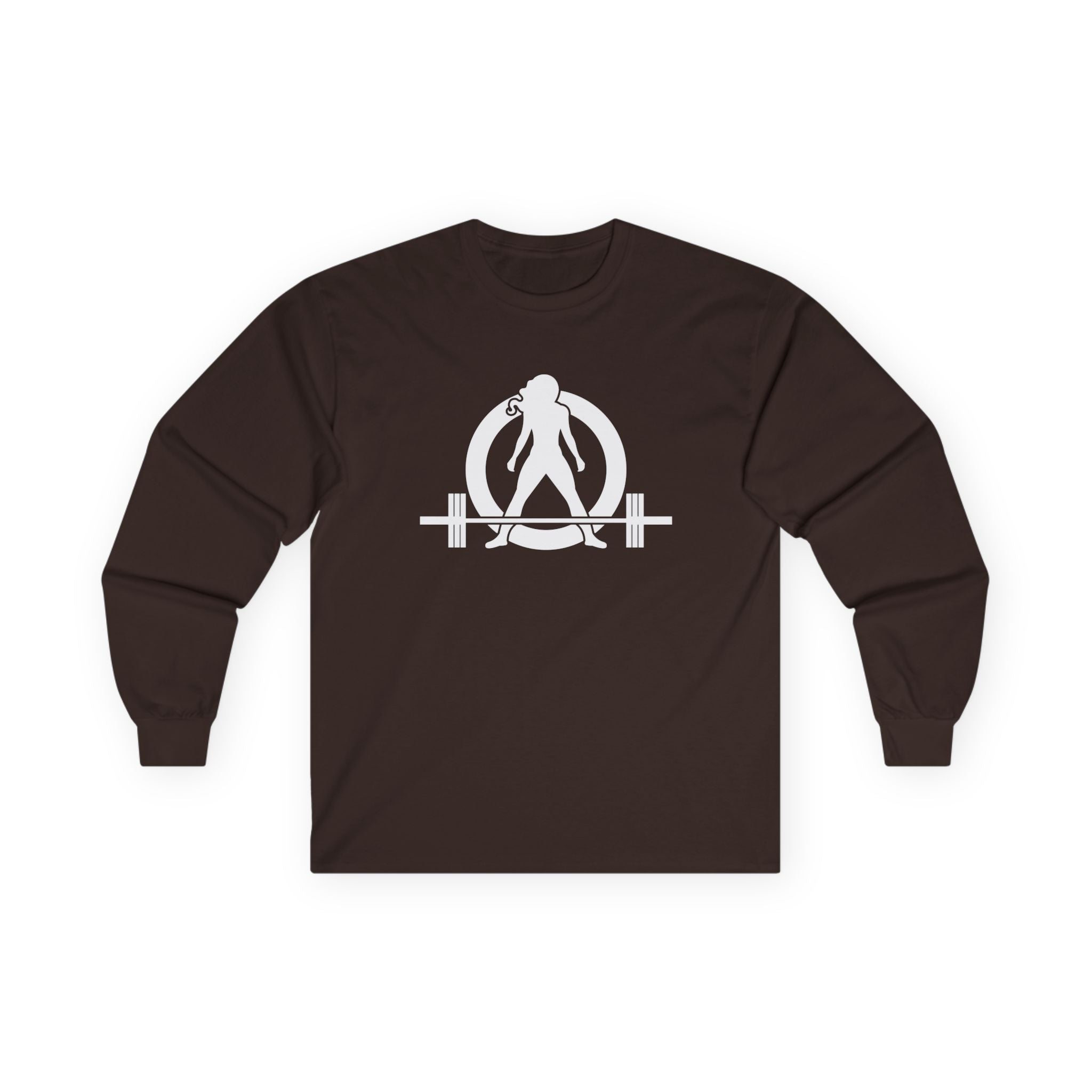 Lift Heavy Run Fast - Ultra Cotton Long Sleeve Tee - White Logo Front & Back