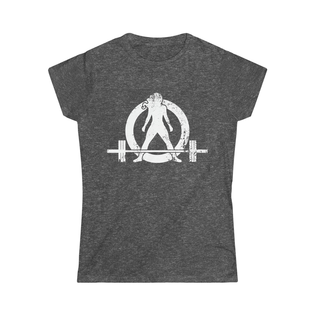 Good Girls Tone, Bad Girls Deadlift - Distressed White Logo - Women's Softstyle Tee