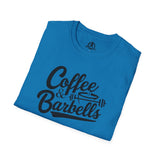 Coffee & Barbells - Unisex Softstyle T-Shirt - Black Print on Front Plain Back