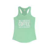 Coffee and a Barbell - Women's Ideal Racerback Tank - Dark Logo - Front Chest - Plain Back