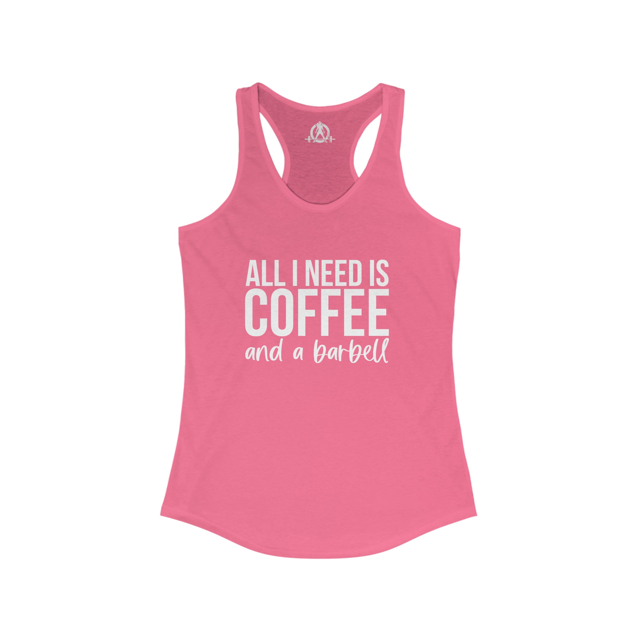 Coffee and a Barbell - Women's Ideal Racerback Tank - Dark Logo - Front Chest - Plain Back