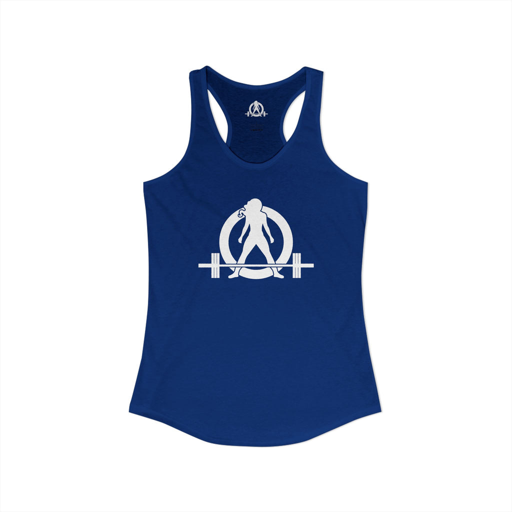 Goal Weight Strong AF - Simple - Women's Ideal Racerback Tank - White Print Front & Back