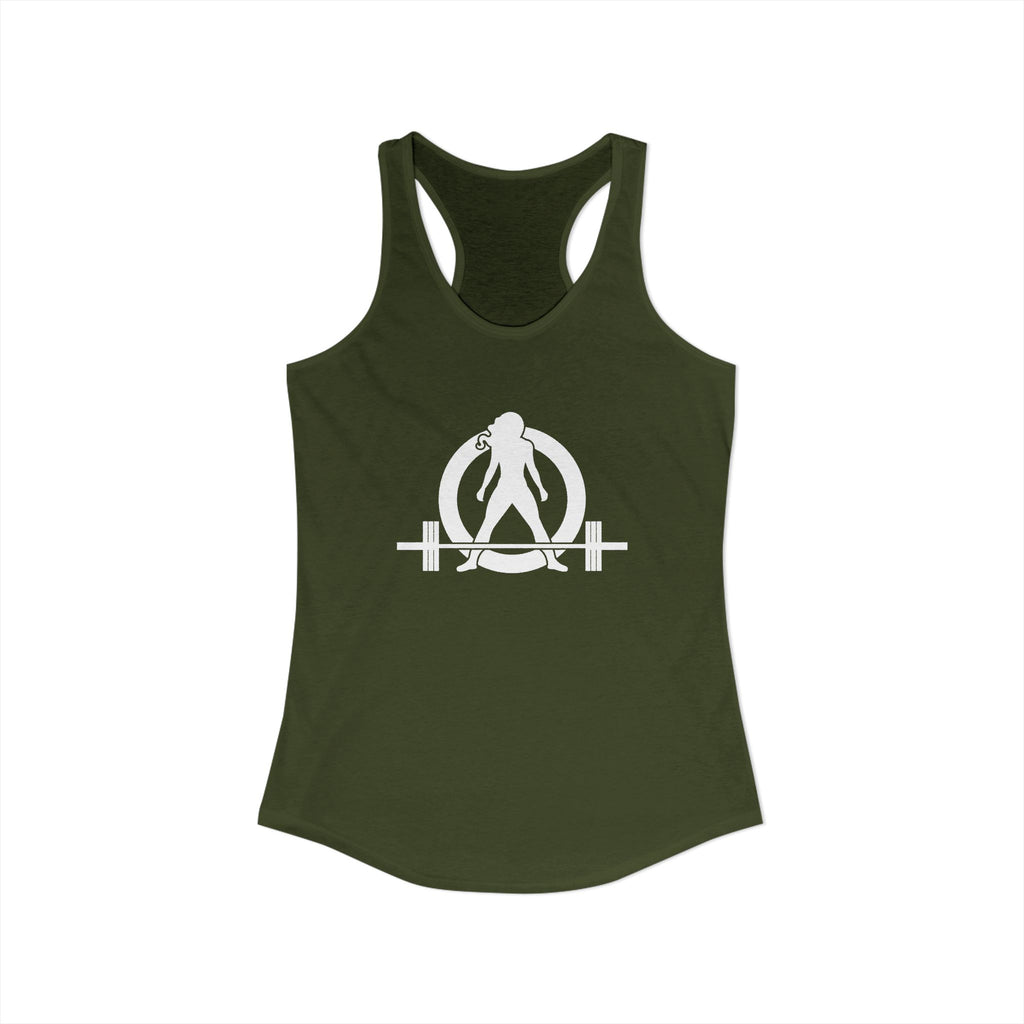 25 + 25 = 70 Women's Ideal Racerback Tank - White Print Front & Back
