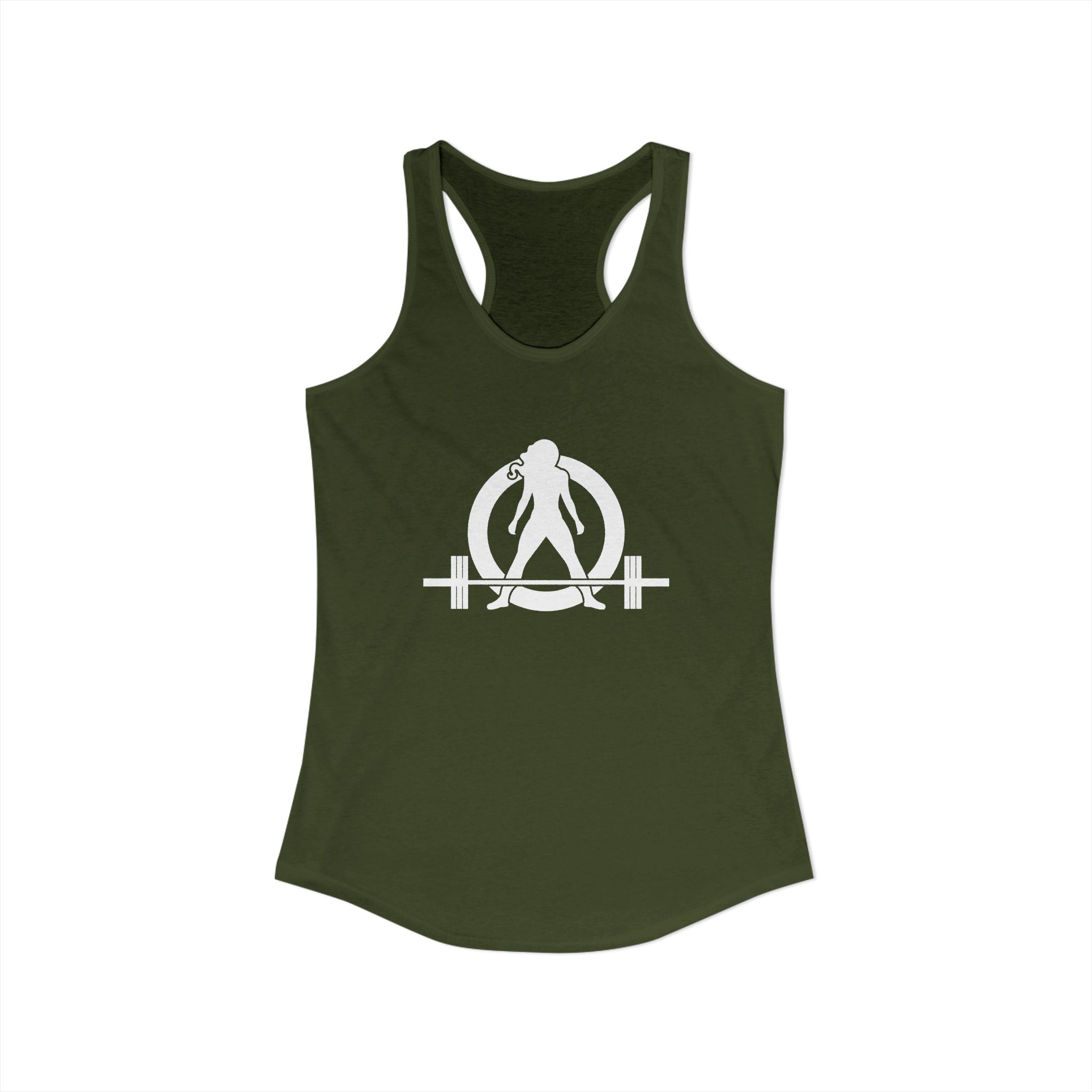 25 + 25 = 70 Women's Ideal Racerback Tank - White Print Front & Back