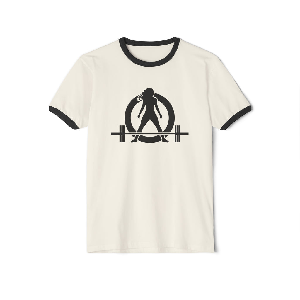 I Could Squat You - Unisex Cotton Ringer T-Shirt - Black Logo Front & Back