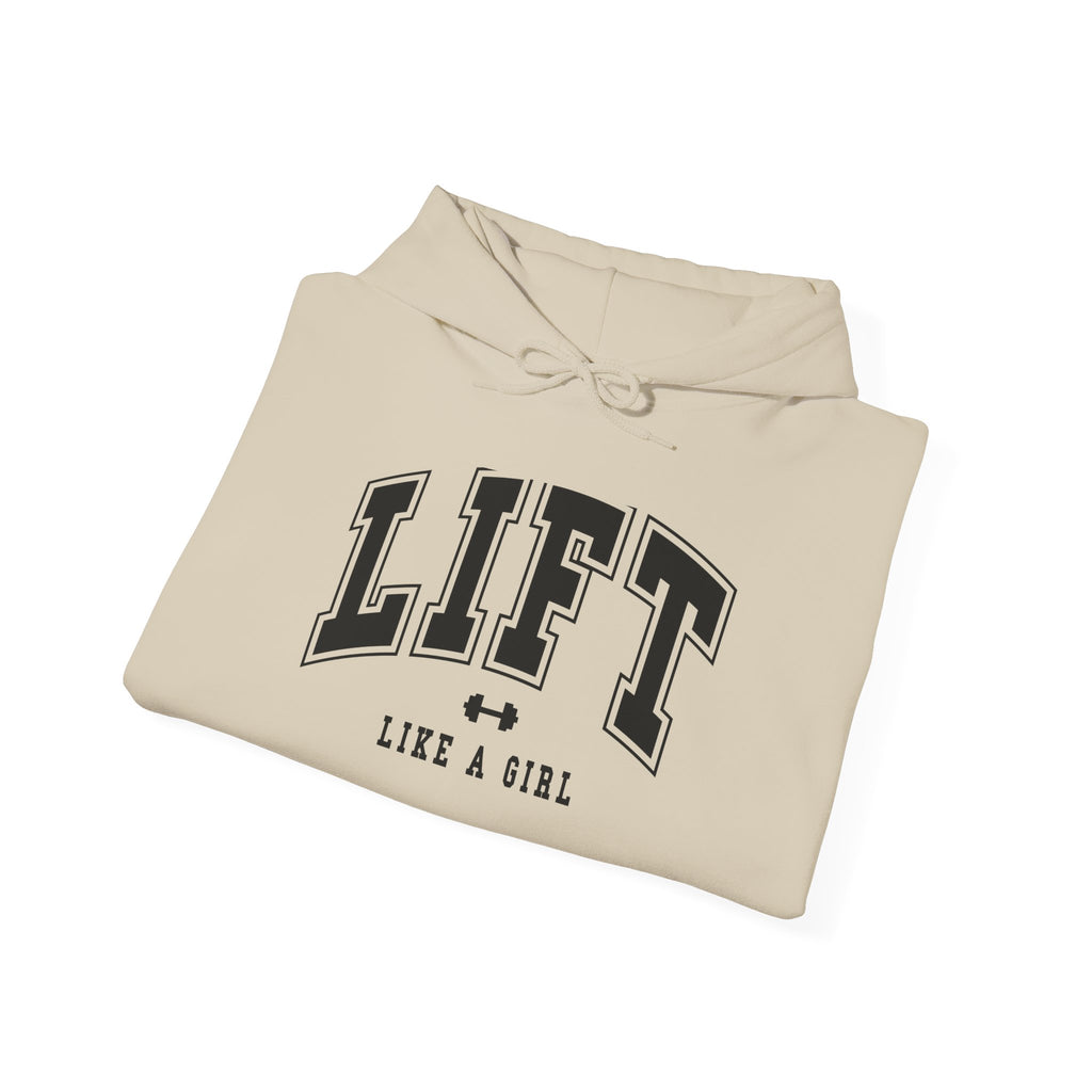 Lift Like.A Girl - Unisex Heavy Blend Hooded Sweatshirt - Black Logo on Front & Right Sleeve