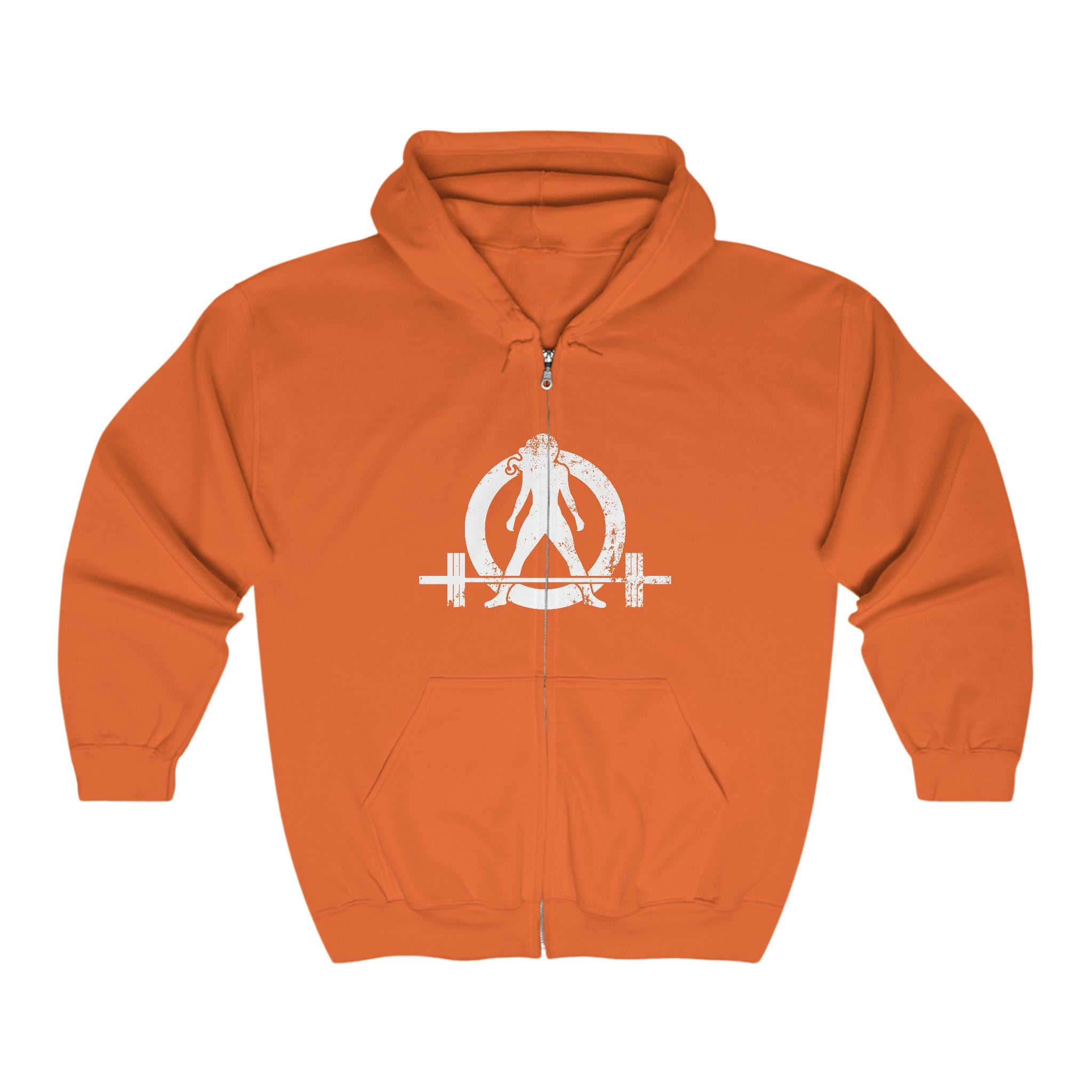 Unisex Heavy Blend™ Full Zip Hooded Sweatshirt - Distressed White Logo