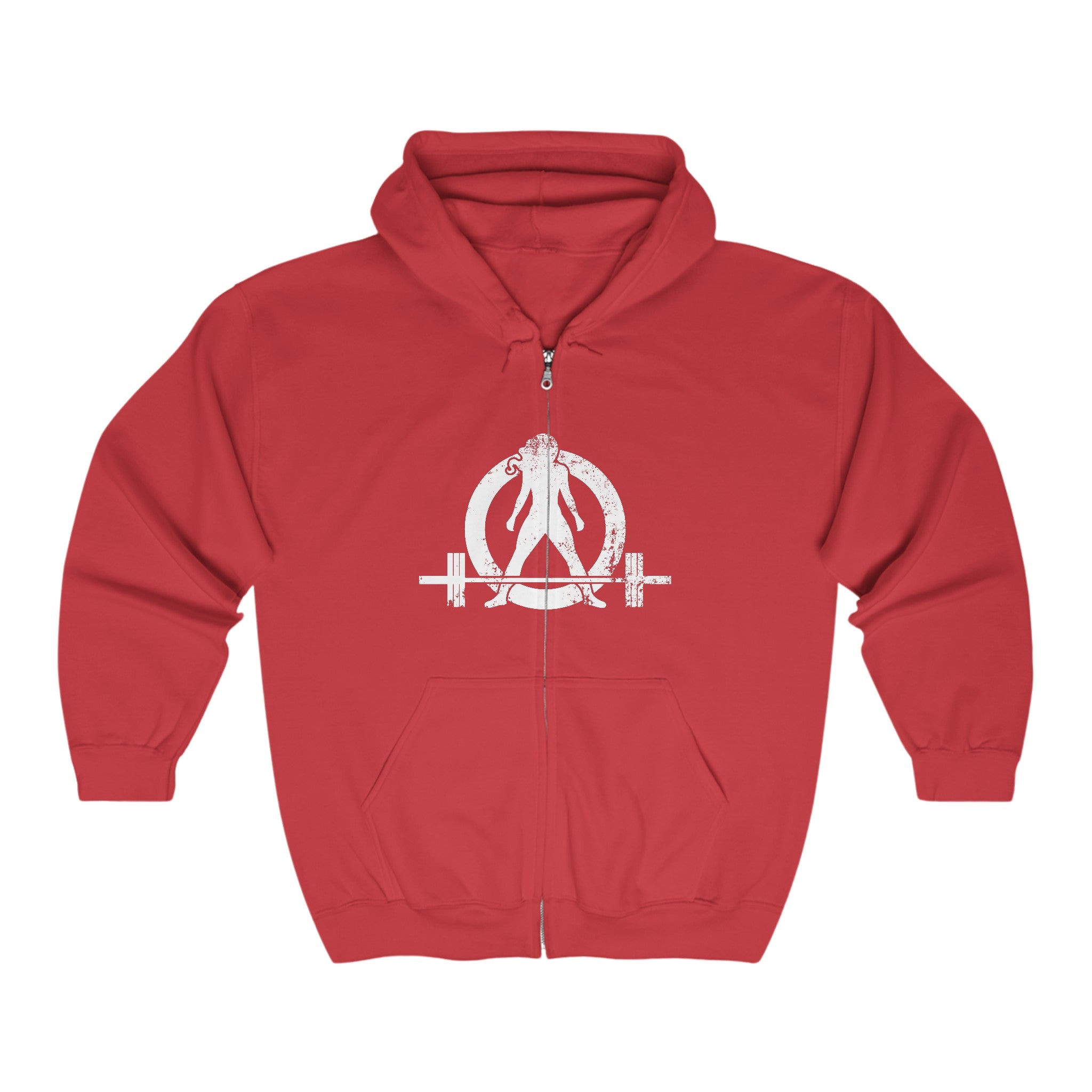 Unisex Heavy Blend™ Full Zip Hooded Sweatshirt - Distressed White Logo