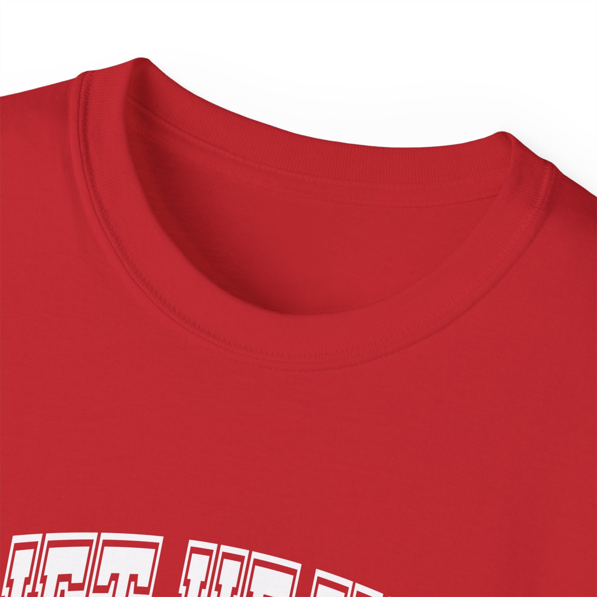 Lift Heavy Shit - Unisex Ultra Cotton Tee - Front White Logo - Plain Back