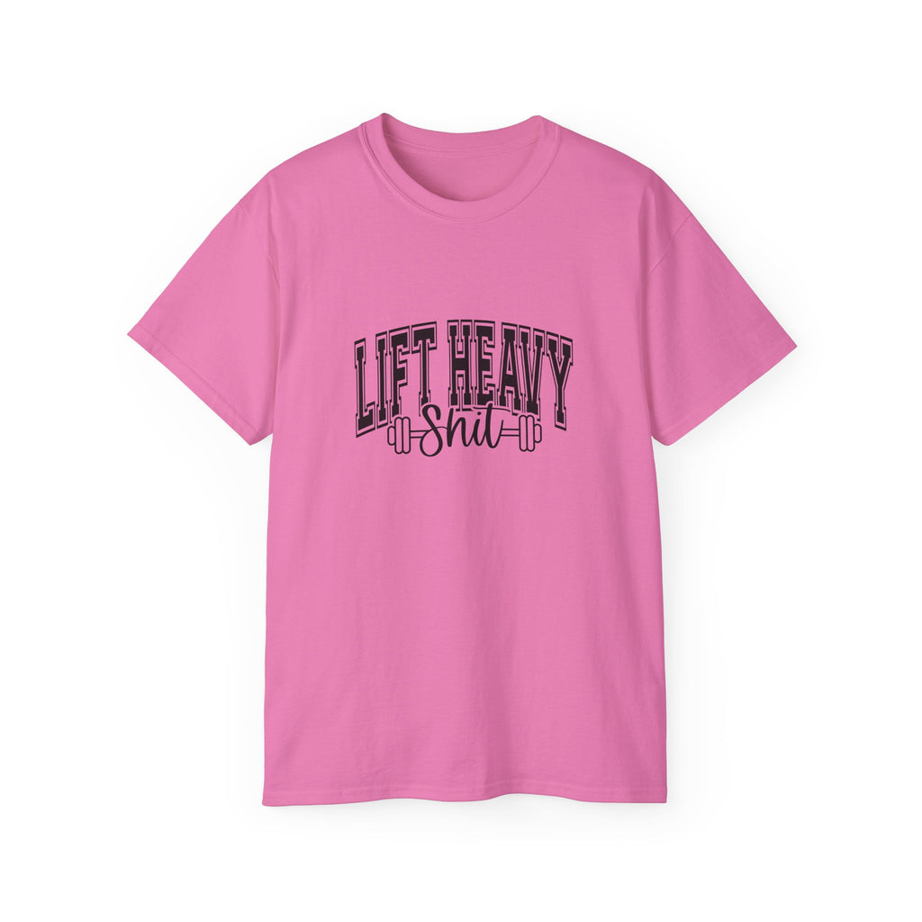 Lift Heavy Shit - Unisex Ultra Cotton Tee - Front Black Logo - Plain Back