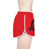 Women's Relaxed Shorts (AOP) - Red Shorts - Black Distressed Logo
