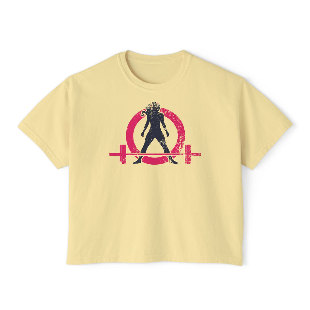 Women's Boxy Tee - Color Distressed Logo Front Plain Back