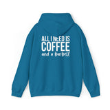 COFFEE and a Barbell - Unisex Heavy Blend Hooded Sweatshirt - Dark Logo
