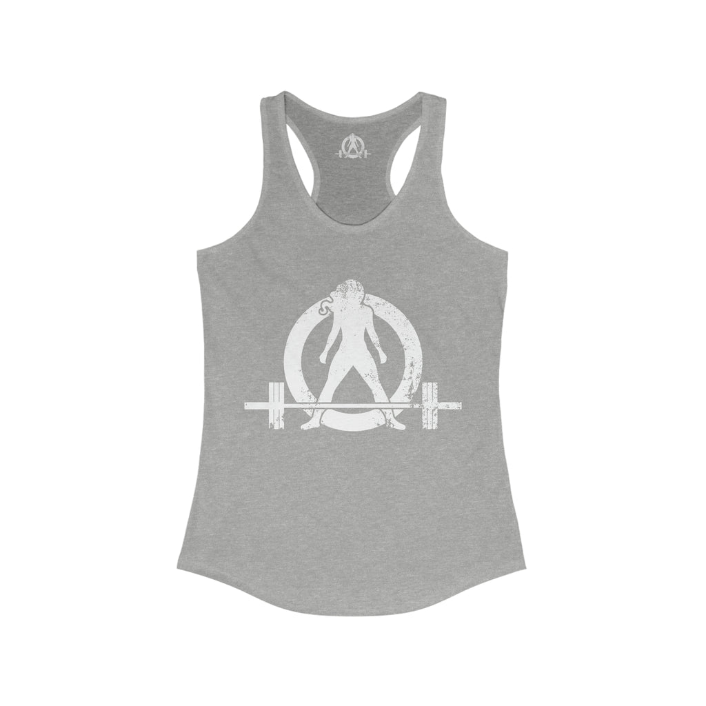Good Girls Tone, Bad Girls Deadlift - Women's Ideal Racerback Tank - Distressed White Logo