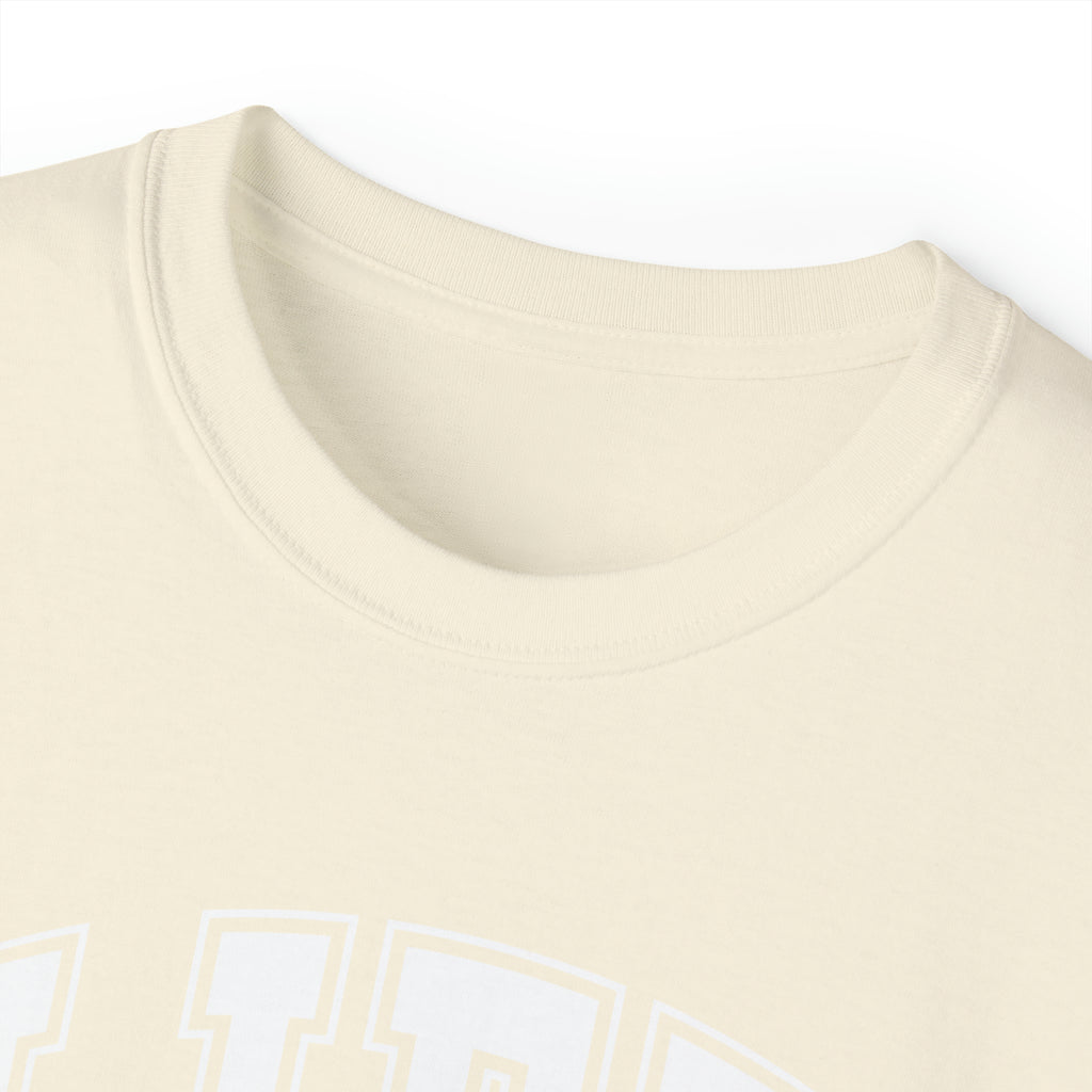 Lift Like A Girl - Unisex Ultra Cotton Tee - Front White Logo - Plain Back