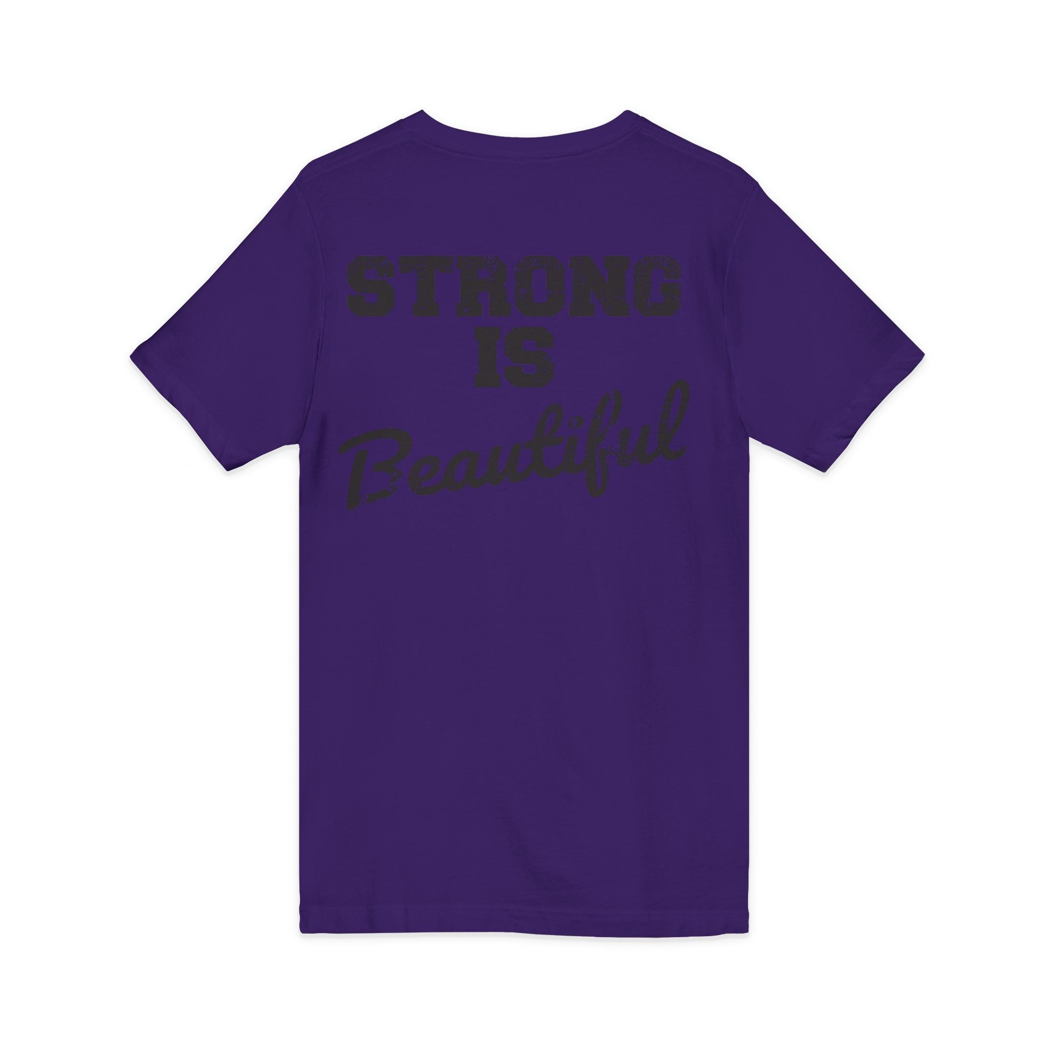 Strong Is Beautiful - Distressed Black Logo - Unisex Jersey Short Sleeve V-Neck Tee