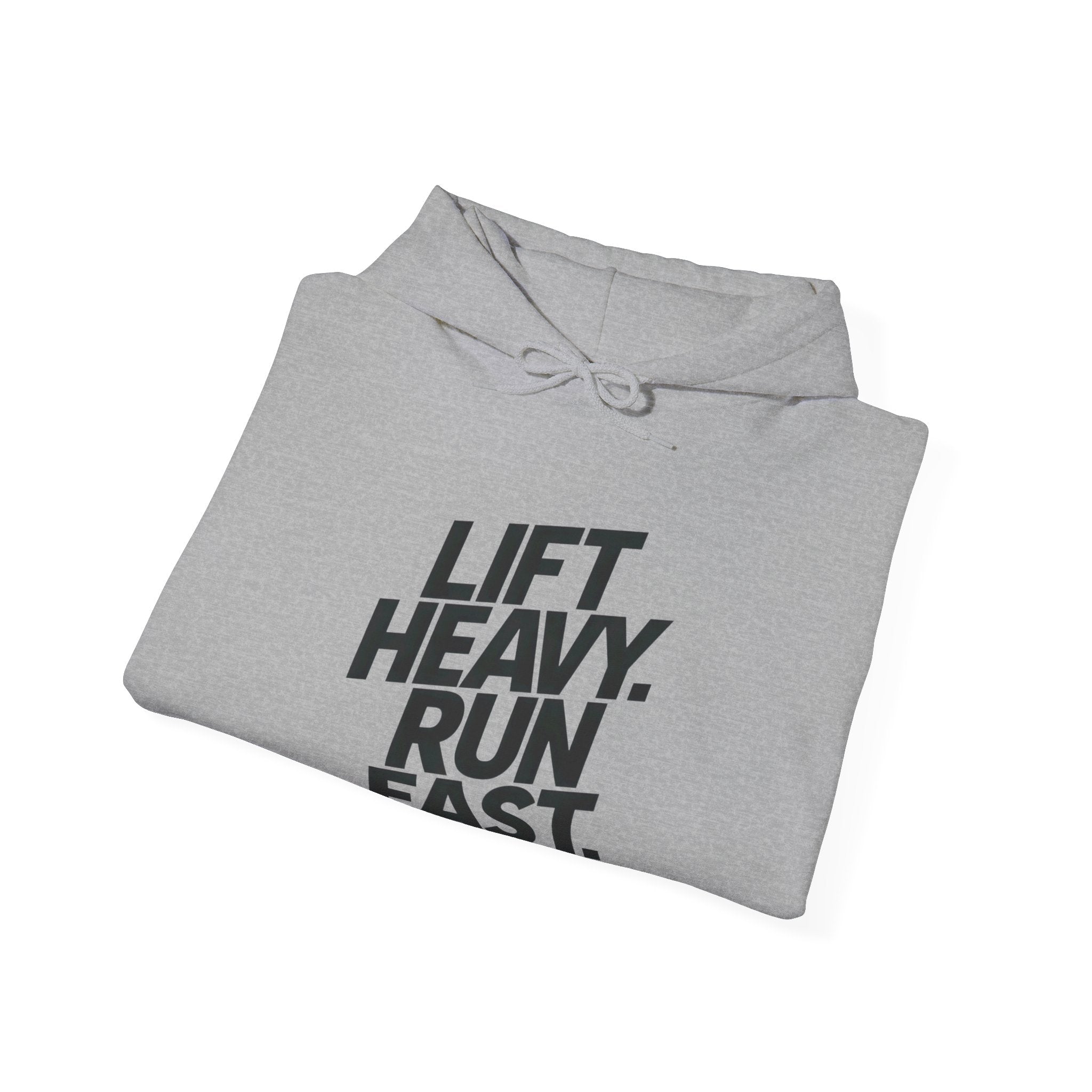 Lift Heavy Run Fast - Unisex Heavy Blend Hooded Sweatshirt  - Front Black Logo