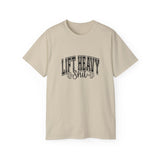 Lift Heavy Shit - Unisex Ultra Cotton Tee - Front Black Logo - Plain Back