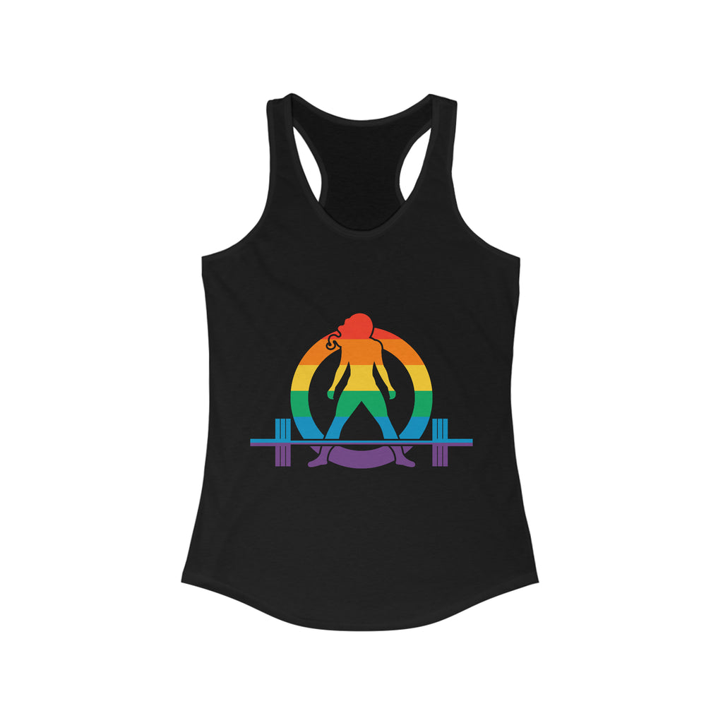 Pride Color Logo - Women's Ideal Racerback Tank -  Plain Back