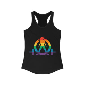 Pride Color Logo - Women's Ideal Racerback Tank -  Plain Back