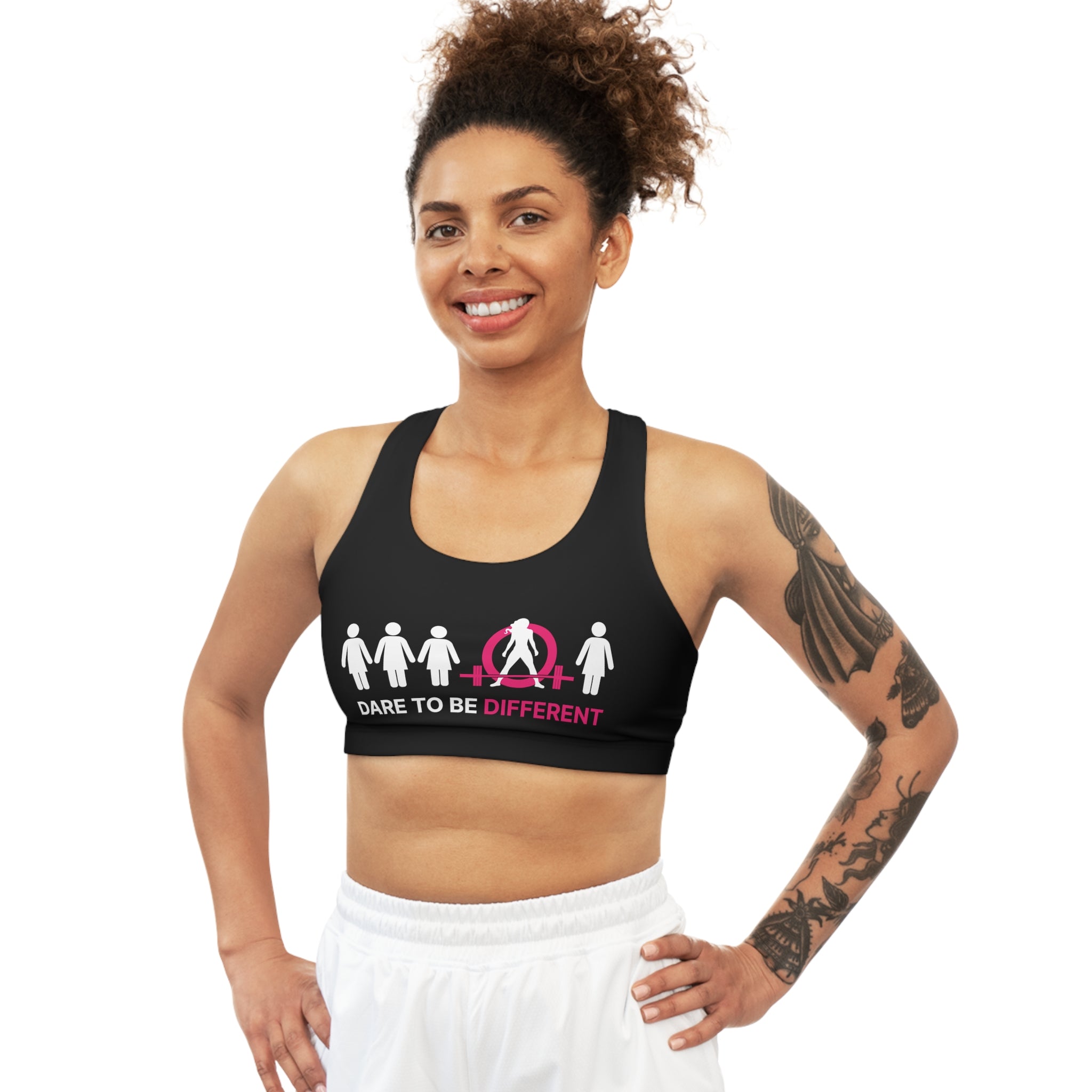 Seamless Sports Bra (AOP) - Black - Dare To Be Different - Deadlift