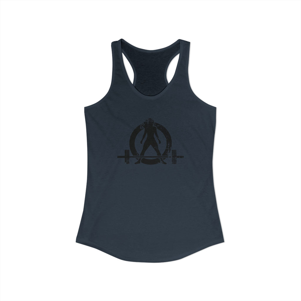 I Could Deadlift You - Women's Ideal Racerback Tank - Black Distressed Logo + Back