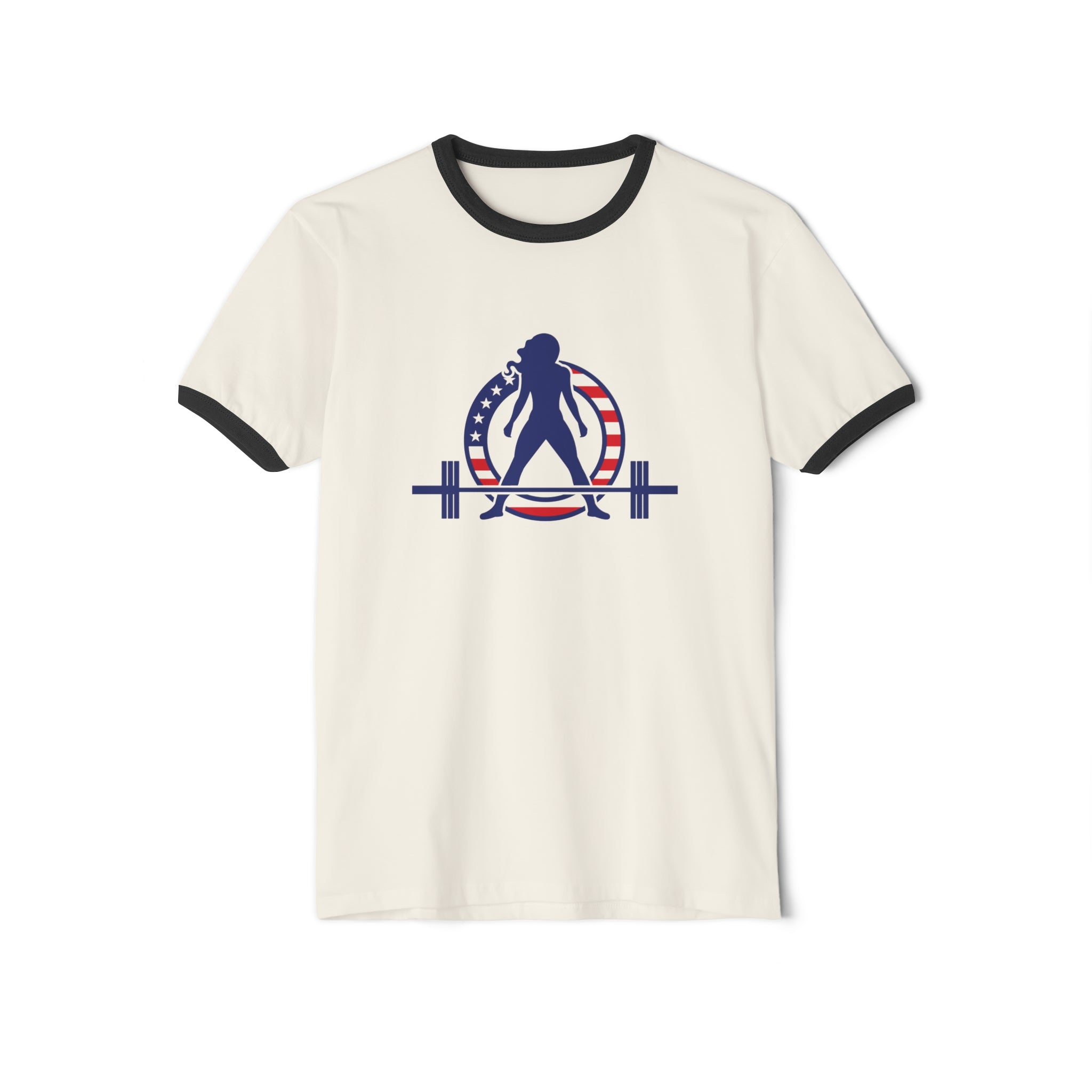 USA Collection - Unisex Cotton Ringer T-Shirt - Logo Front Plain Back