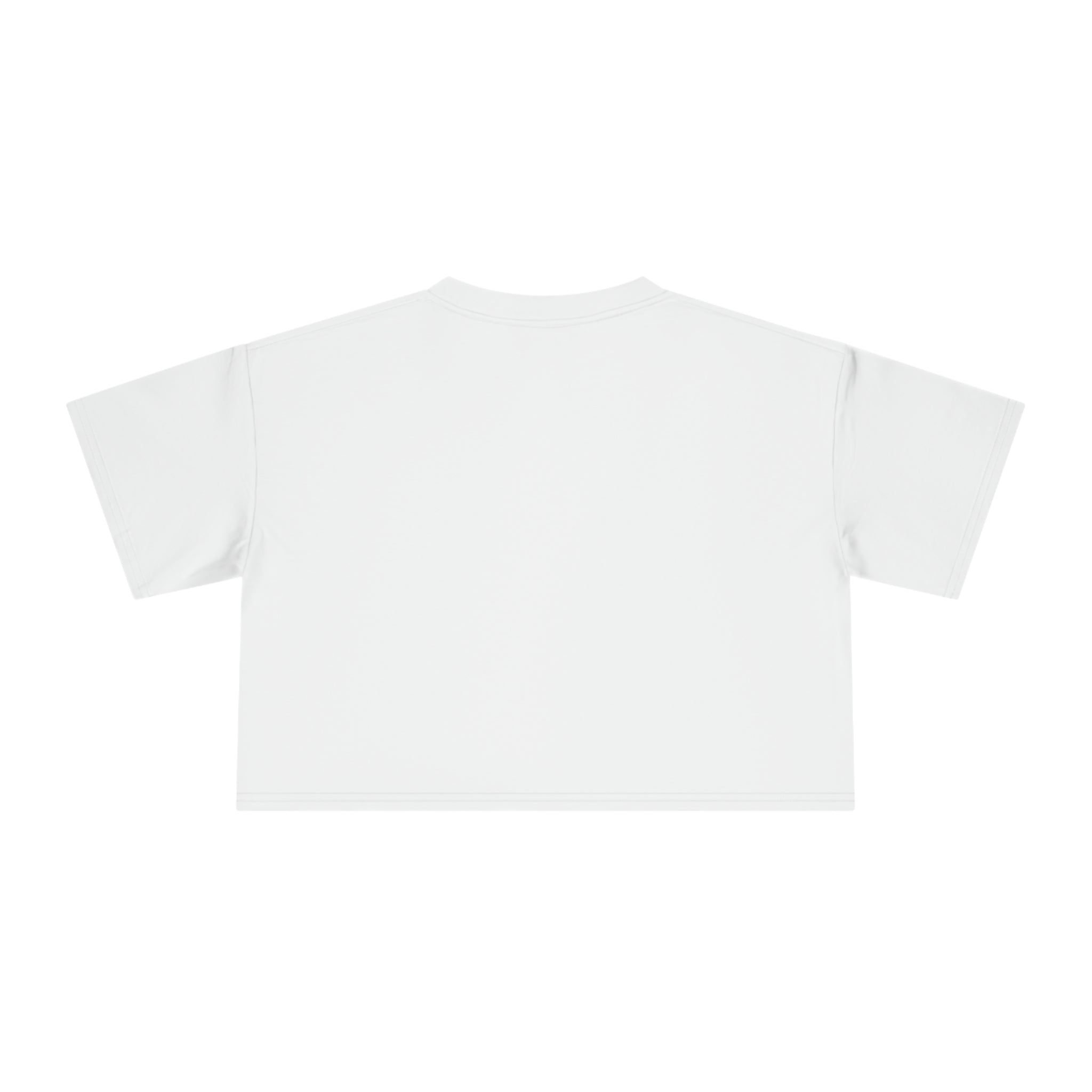 Distressed Collection - Women's Crop Tee - White - Front Black Distressed Logo