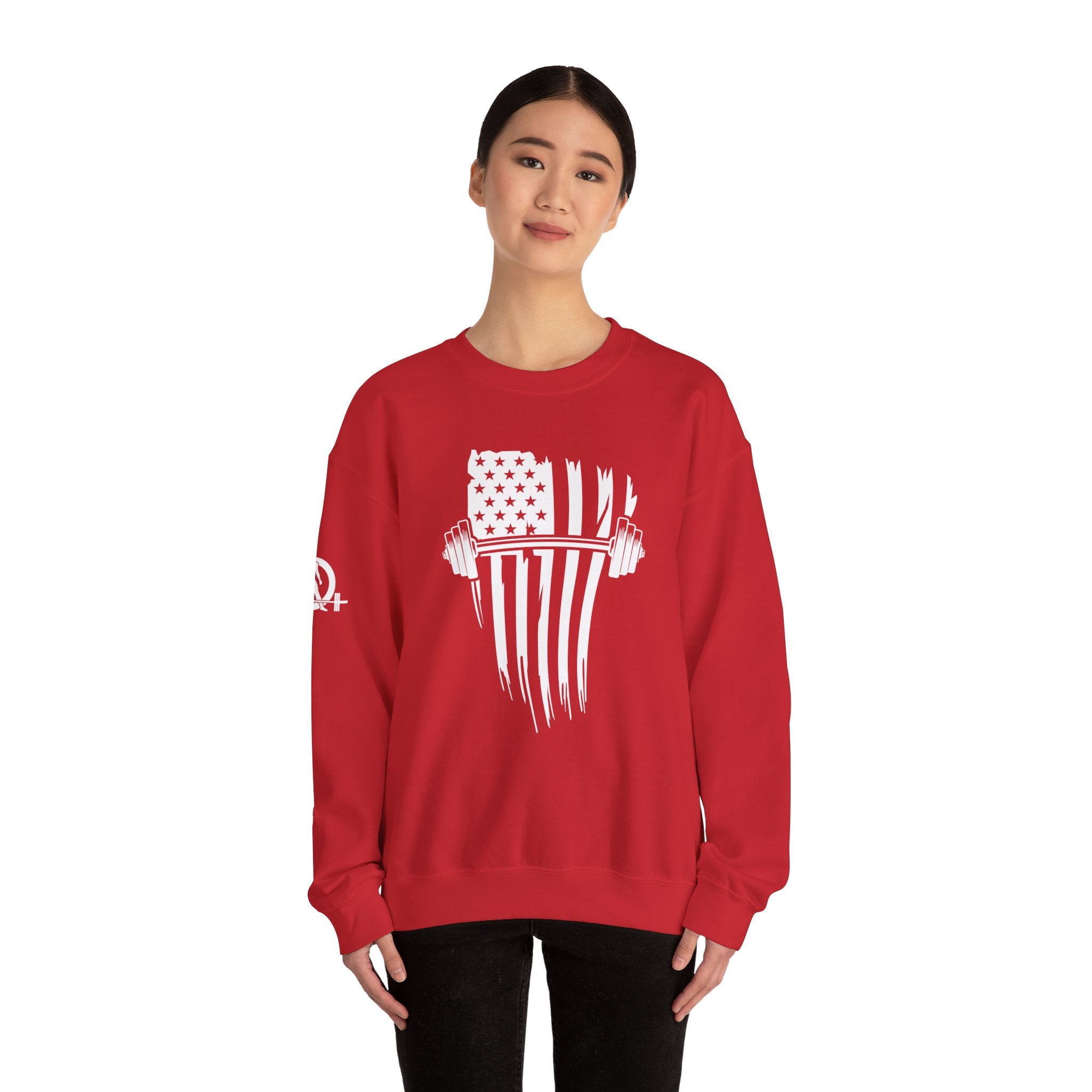 USA Barbell - Unisex Heavy Blend™ Crewneck Sweatshirt - White Logo