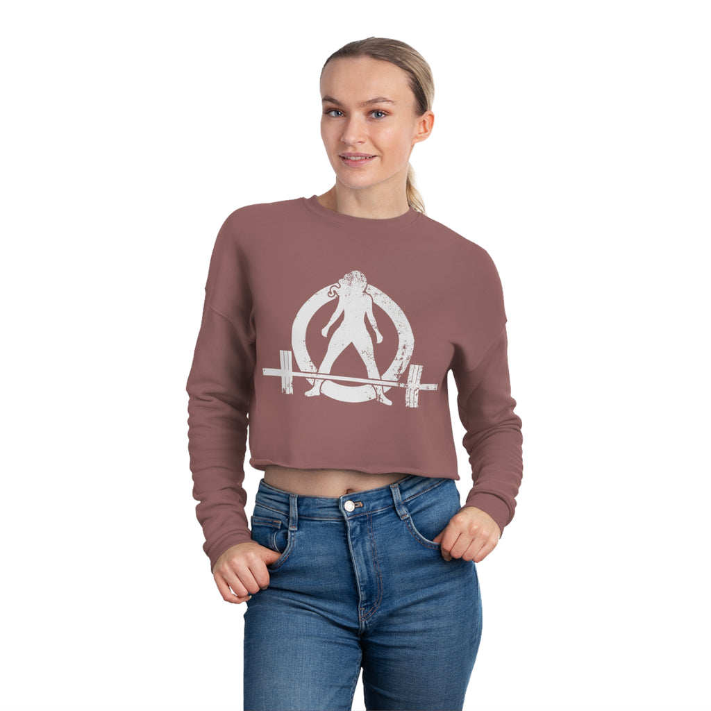 Women's Cropped Sweatshirt - Distressed White Logo
