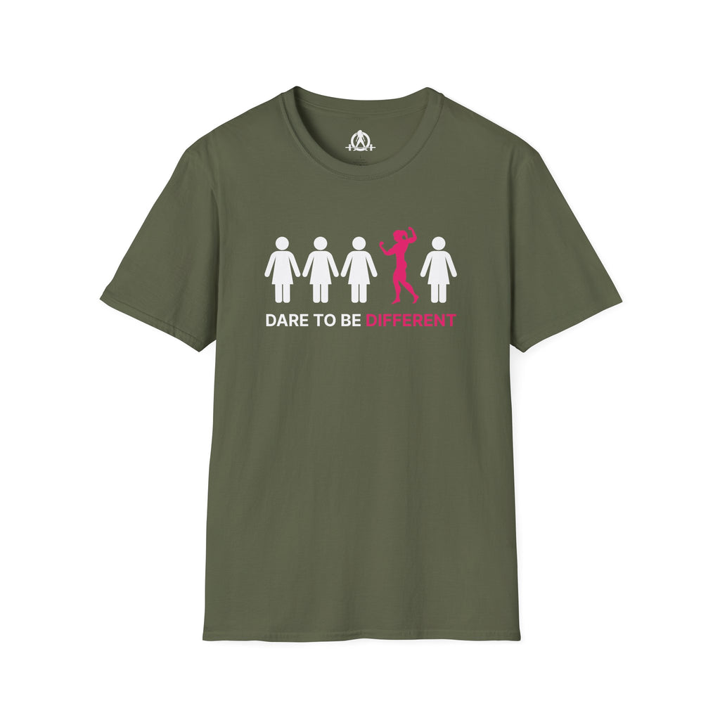 Dare To Be Different - Flex - Unisex Softstyle T-Shirt - Logo Front - Plain Back