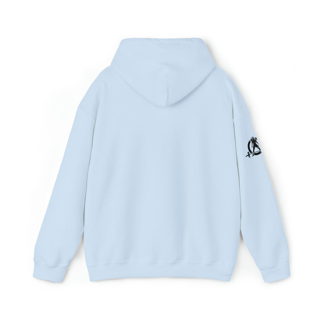 I Could Deadlift You. - Unisex Heavy Blend Hooded Sweatshirt - Black Logo - Right Shoulder - Plain Back