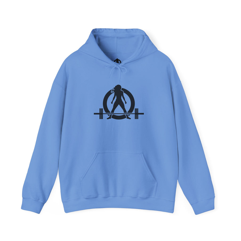 Goal Weight Strong AF – Unisex Heavy Blend™ Hooded Sweatshirt (Front & Back Black Logo) 🖤💪🔥