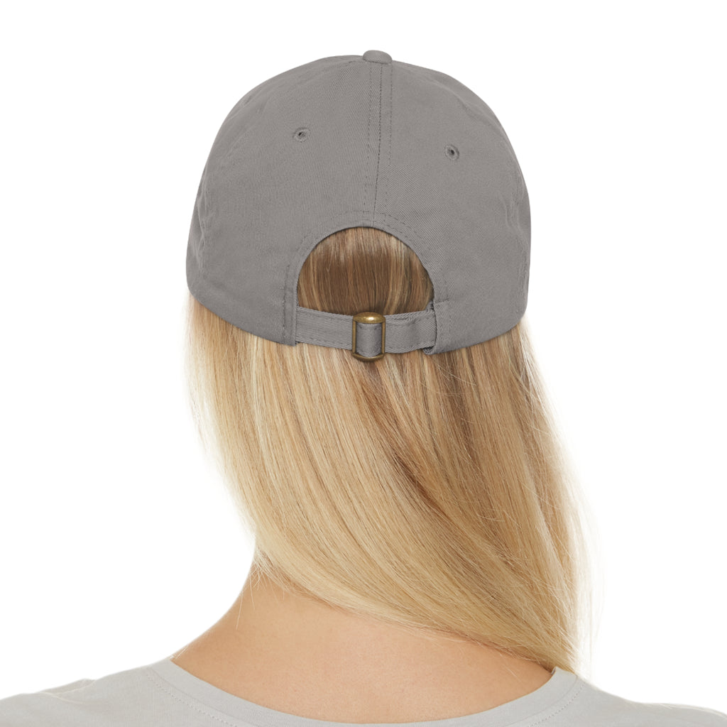 Coffee & Barbells - Dad Hat with Leather Patch (Rectangle) - White Font