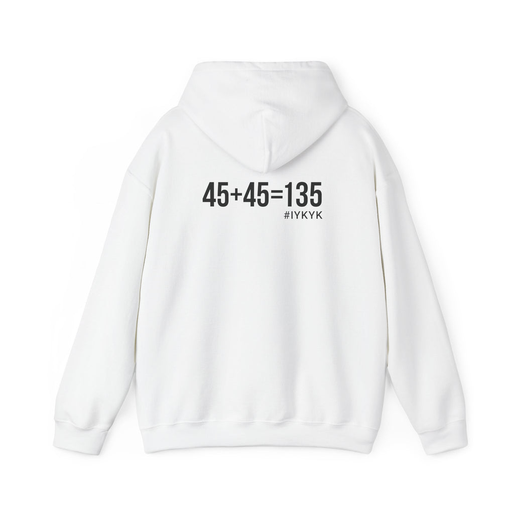 45 + 45 = 135 - Unisex Heavy Blend Hooded Sweatshirt  - Black Logo