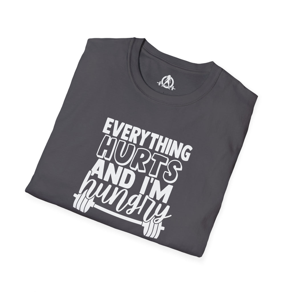 Everything Hurts & I'm Hungry  - Unisex Softstyle T-Shirt - Print on Front Plain Back