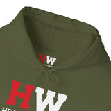 Heavy Weights Barbell Club  - Unisex Heavy Blend Hooded Sweatshirt  - Black Print Front/Back/Arm